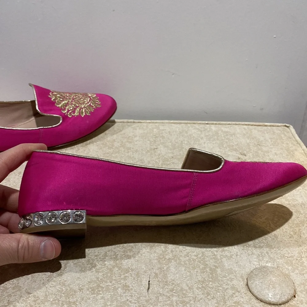 Miu Miu Pink Satin Embroidered Loafers SIZE 38.5